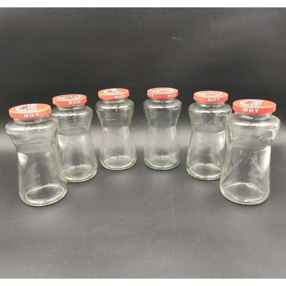 Set-6 Bottles Lids 16 Oz Jars Clean Glass‎ Caps Reusable Empty Pace Picante📏📸